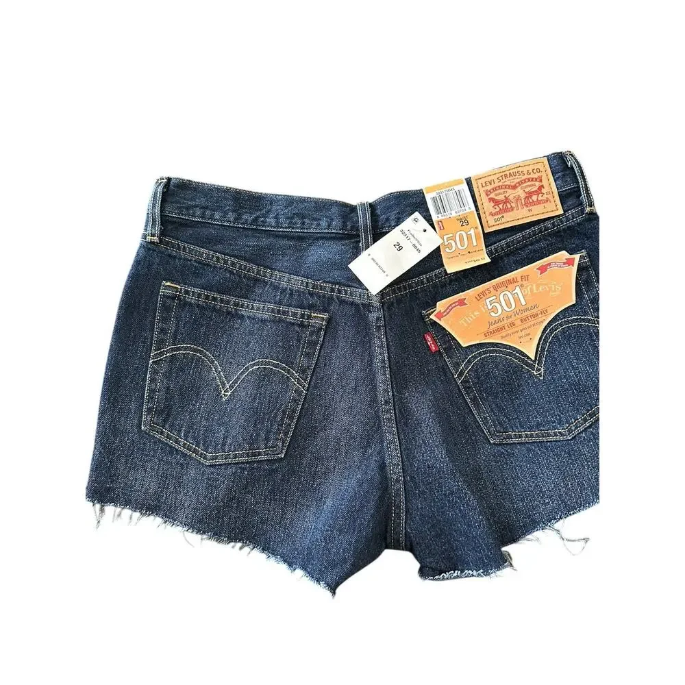 Levi's 501 Shorts Cutoff Frayed 501 Button Fly Mid rise Size:29 NEW/NWT